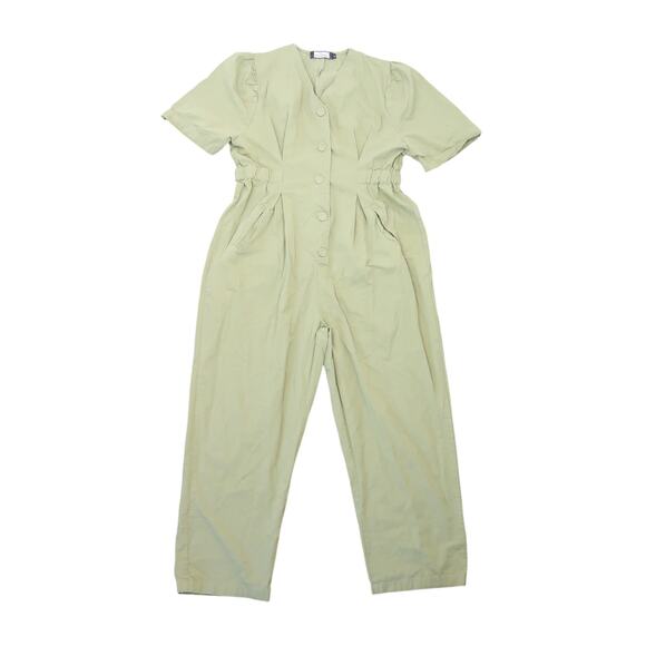 Ma Cherie Olive Green Button Front Jumpsuit Coverall Womens L - Picture 1 of 4